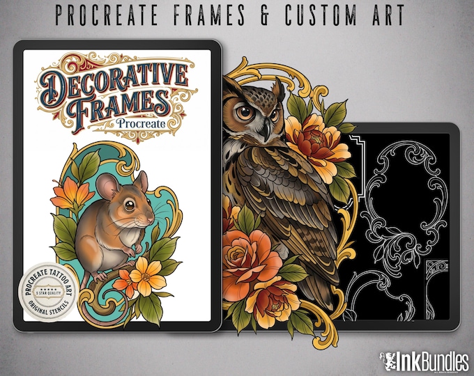 Decorative Frames Tattoo Stencil art – Frame templates & Designs  Procreate | PNG | PDF Tattoo References
