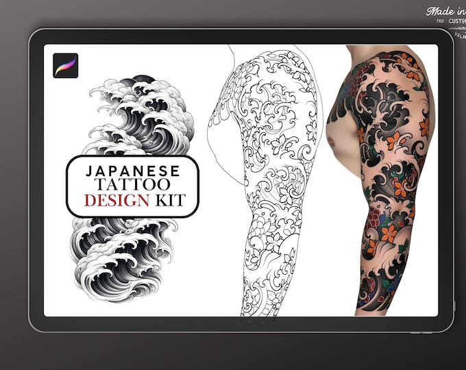 Japanese background design kit / ~ 100+ Procreate stamp brushes & textures