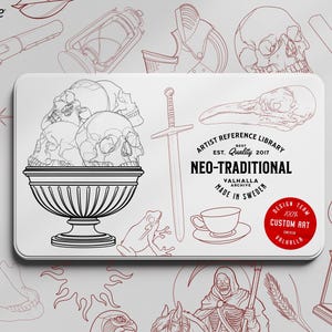 Neo-Traditional Brushes & Reference bundle - custom art, references, inspiration / creative kit, 1000+ custom made elements, neo library XL