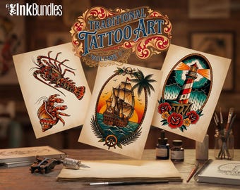 The Traditional Tattoo Artist - 1600+, Procreate & PNG custom made creative design kit!