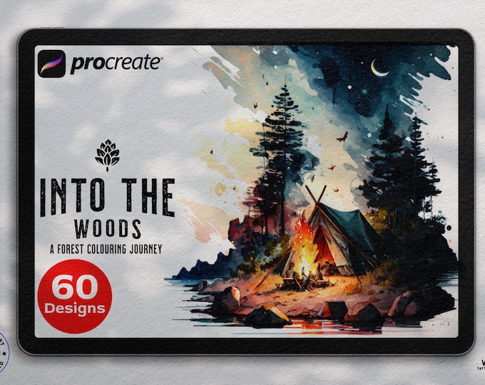 Into the woods; a forest coloring journey, custom designs for Procreate