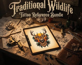 Traditional wildlife Procreate stamps ( digital download ) old school tattoo flash art