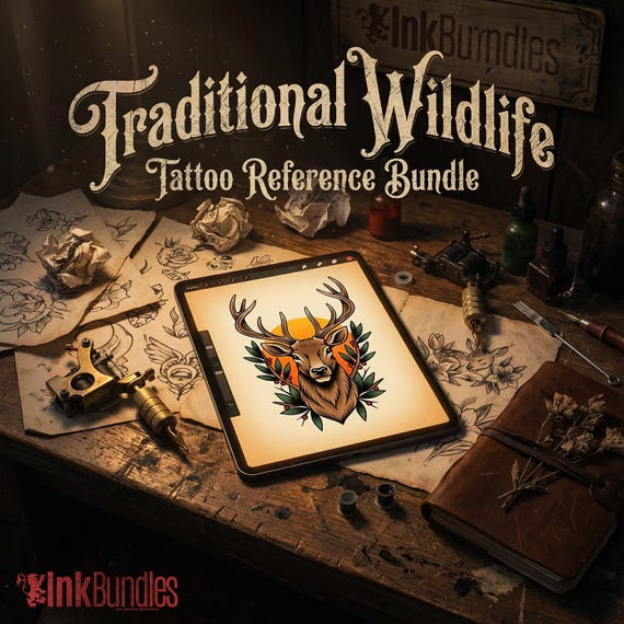 Traditional wildlife Procreate stamps ( digital download ) old school tattoo flash art