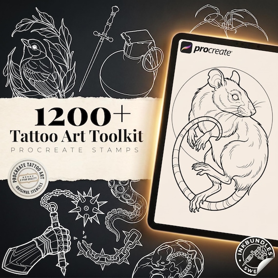 Procreate Tattoo Art Toolkit: 1200+ Custom Stamps & Brushes (Digital Download)