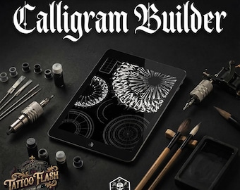 The calligram builder set, black letter brushes, goth alphabet, guides & more