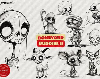 Procreate, Boneyard Buddies vol.2 ~ 175 nouvelles idées amusantes, copains de dessins animés de la nouvelle école