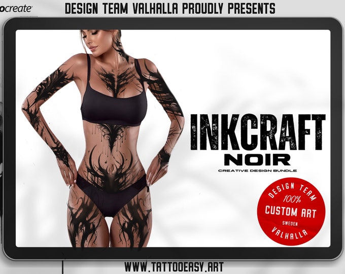 Procreate ~ InkCraft Noir ~ Dark goth inspired ink designs, calligraphy art, XL creative bundle for Procreate 180+ stamps