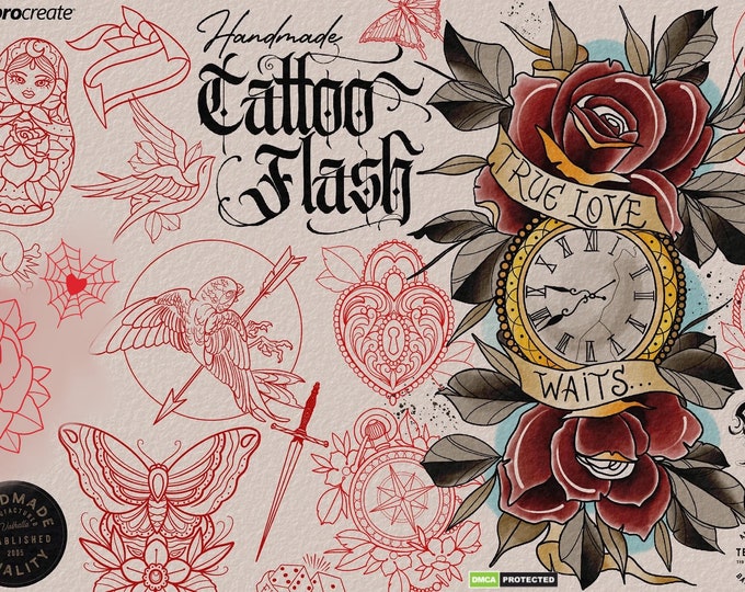 100 handmade tattoos no.XXIII, tattoo references for Procreate