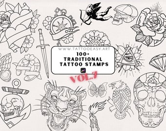 Traditional vol.7, hand drawn tattoo references, coloring projects & inspiration from Design Team Valhalla