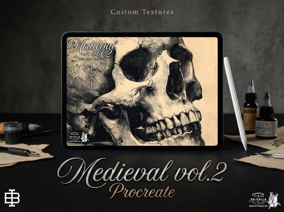 Medieval Ink Procreate Brushes: Old World Woodcut & Engraving Textures (200+ Custom Brushes) (Digital Download