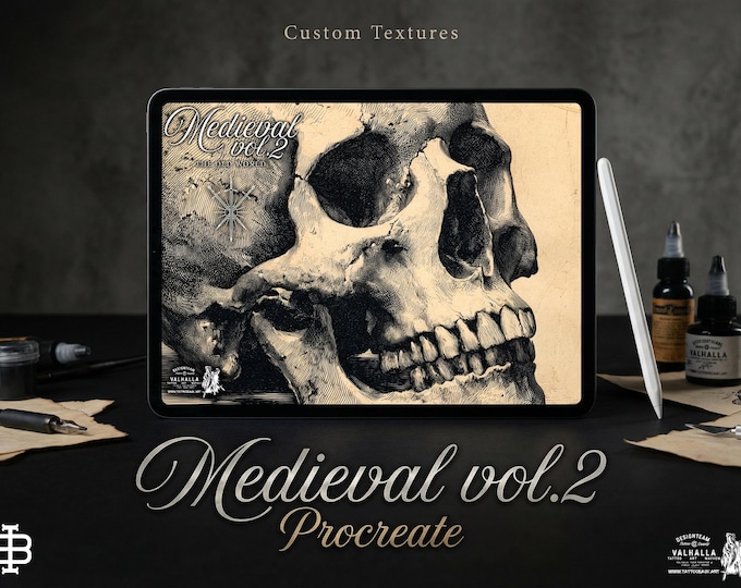 Medieval Ink Procreate Brushes: Old World Woodcut & Engraving Textures (200+ Custom Brushes) (Digital Download