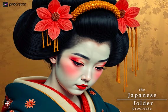 The Japanese Folder / Creative procreate tattoo construction kit for Procreate