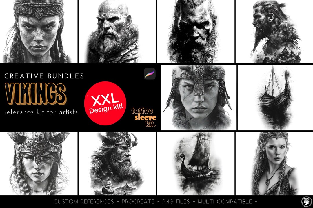 Viking Reference Design Viking Procreate Brushes & Reference Images: Runes, Valkyries, Nordic ...