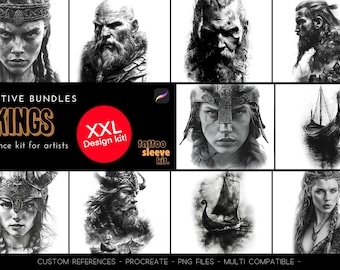 Procreate, cartella di riferimento Viking, riferimenti personalizzati, collezione XL con pennelli e immagini, compatibile con qualsiasi app, alta qualità!