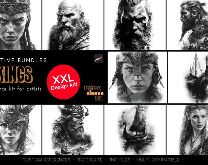 Procreate, Viking reference folder, custom made references, XL collection with brushes and images, compatible with any app, high quality!
