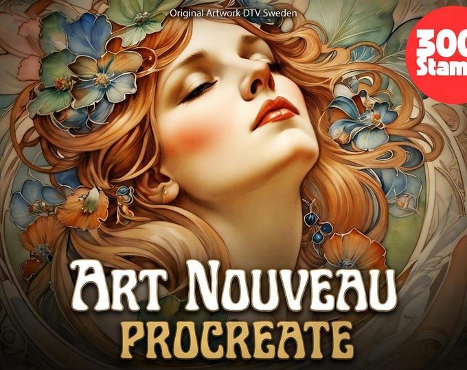 Art Nouveau Procreate Kit: 300+ Stamp Brushes (PDF)