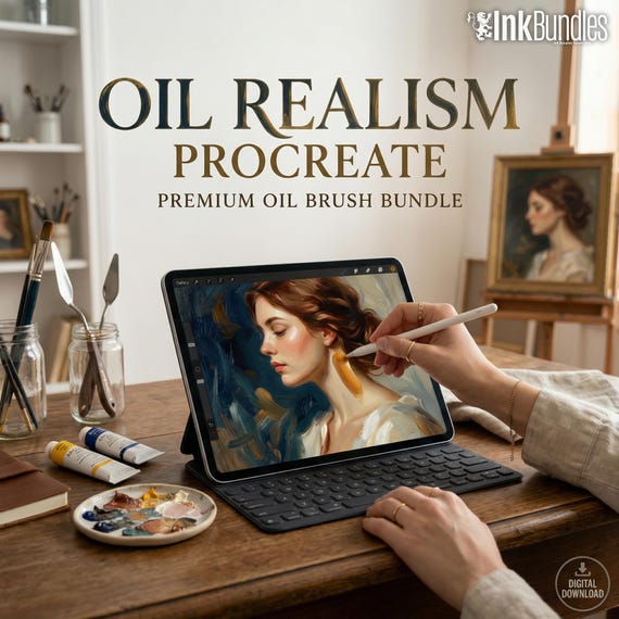 Master Oil Procreate Brush Set: 66 Custom Brushes, 4 Canvases