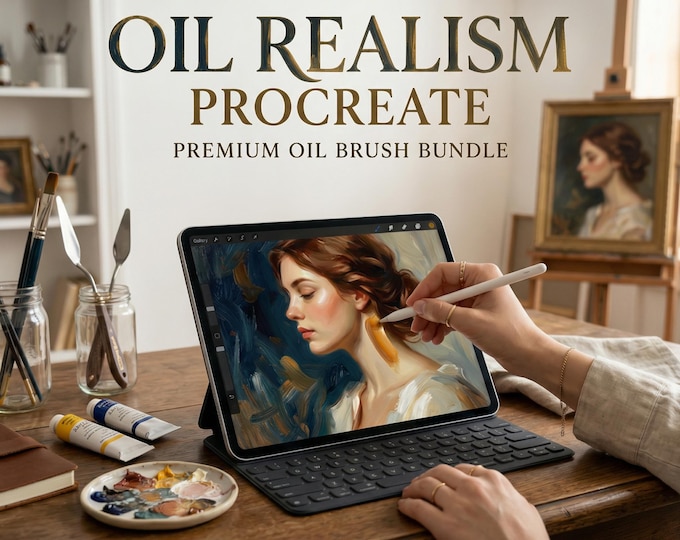 Master Oil Procreate Brush Set: 66 Custom Brushes, 4 Canvases