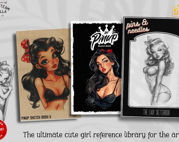 Tattoo E-Books collection (Pdf) cartoon pinup references, cute girl encyclopedia, 3 unique books, 250+ designs