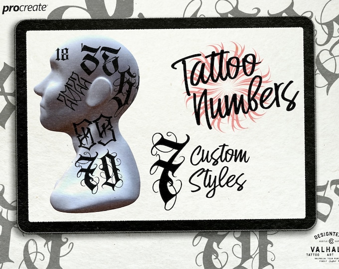 Procreate Lettering ( numbers) made easy, handmade tattoo numbers!