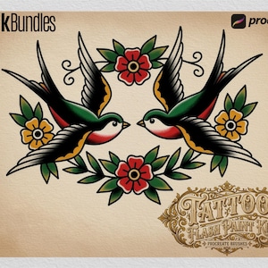 Tattoo Flash Brush Set: Watercolor, Ink, Paper Textures (PDF Guide Included) digital download