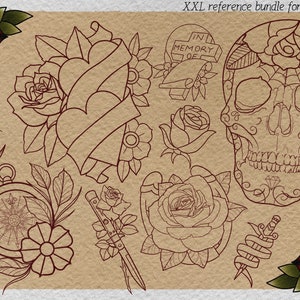 Tattoo stencil collection XL, over 600 designs drawn by hand References for Procreate image 8