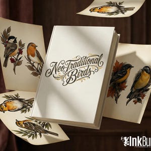 Neo Traditional Birds Tattoo Reference Kit, Procreate Stamps + PNG, 100+ Original Designs