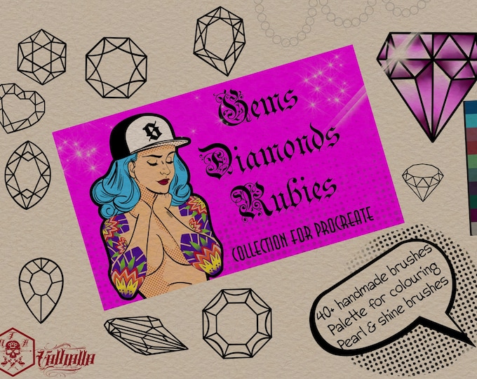 Diamonds,rubies and gems collection. Some extras and a palette included! custom designs for Procreate