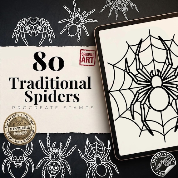 Traditional Spiders - custom art | digital download | Tattoo Stencils | Flash designs