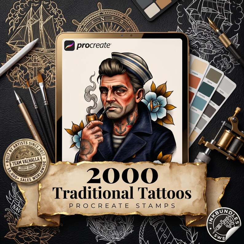 PROCREATE the Traditional Artist - 2500+ Files, Old School Tattoo Flash ...