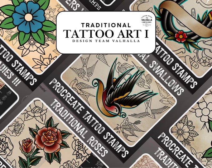 The Traditional Tattoo Artist - 1600+, Procreate & PNG custom made creative design kit!