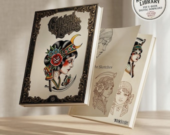 Traditional Ladies Tattoo Flash PDF eBook | Neo-Traditional Girl Stencils | Old School References & Coloring Pages