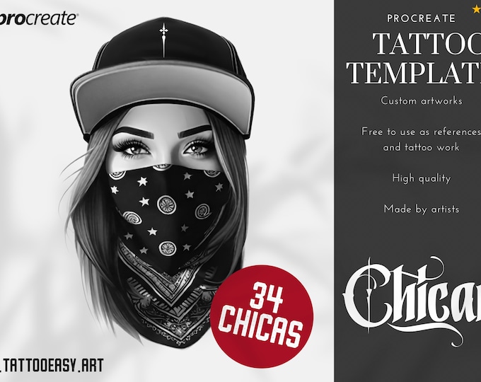 Tattoo references / Tattoo construction, 34 chicas, unique designs, references for Procreate