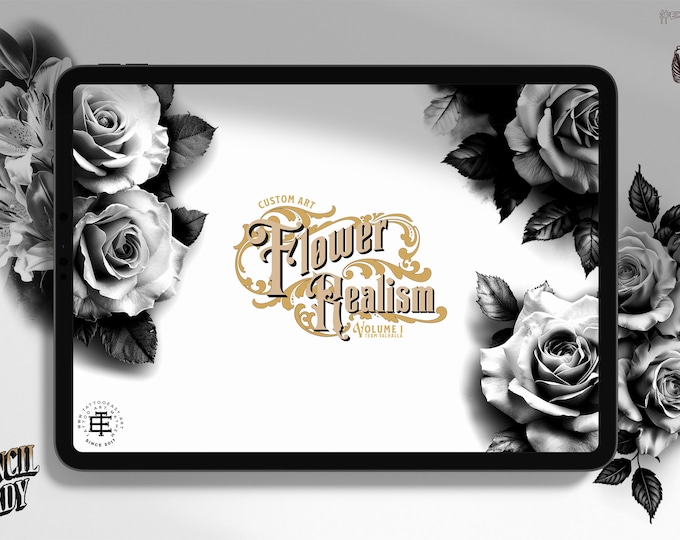 Flower realism, 100+ custom made flower designs, Procreate stamps, png & stencils included