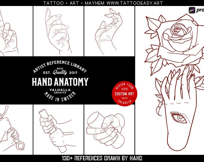 Procreate - The hand reference folder, 130+ stamps, handmade custom art, hand reference bundle, artist references, custom made designs