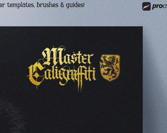 Master CaliGraffiti + Calligraphy XL, custom lettering art construction kit, tattoo black letters / calligraphy for Procreate