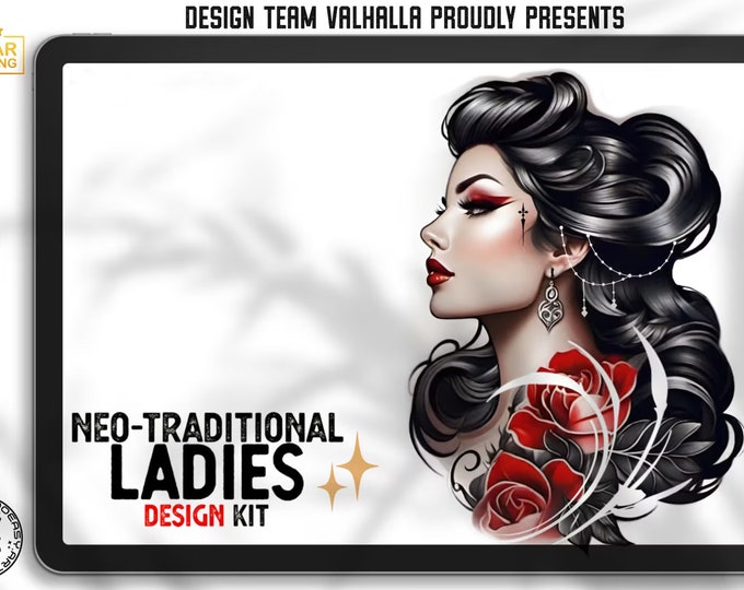 Neo-traditional Ladies creative kit, 180+ custom made quality elements!