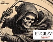 Engraving Photoshop Brushes: 100+ Custom Textures Bundle