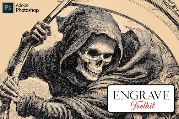 Engraving Photoshop Brushes: 100+ Custom Textures Bundle