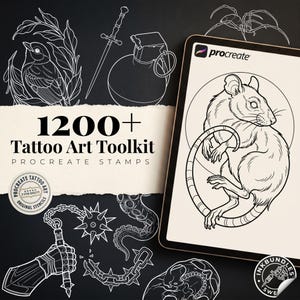 Procreate Tattoo Art Toolkit: 1200+ Custom Stamps & Brushes (Digital Download)