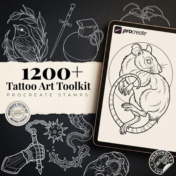 Procreate Tattoo Art Toolkit: 1200+ Custom Stamps & Brushes (Digital Download)