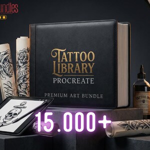The Tattoo Library 15000+, custom made references compatible with any app! XXL tattoo flash bundle immagine 4