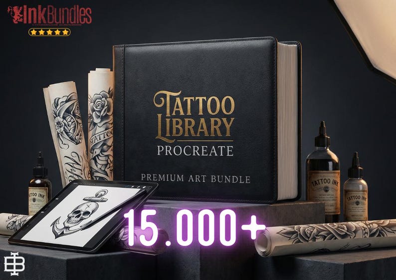 The Tattoo Library 15000+, custom made references compatible with any app! XXL tattoo flash bundle immagine 4