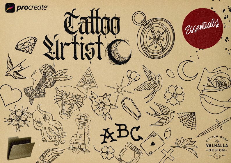 Procreate Tattoo Artist Essentials Roses Lettering Etsy