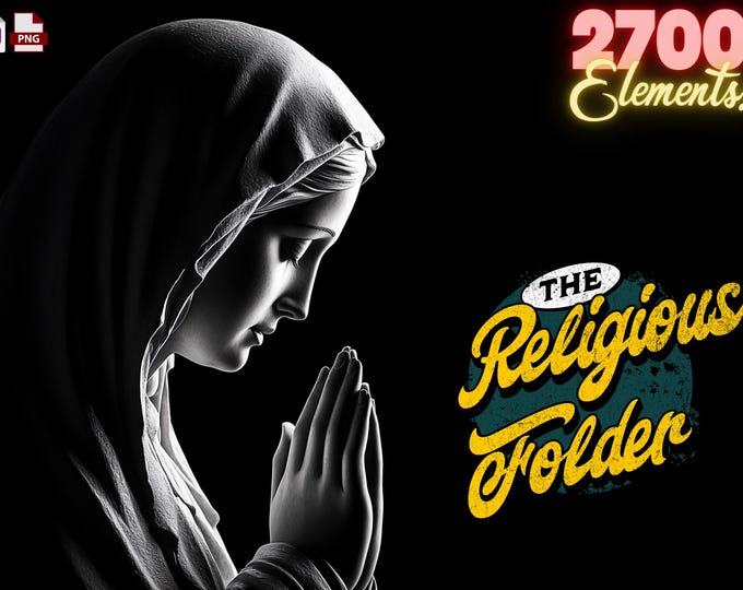 The Religious Folder - XL, Procreate stamps, Svg files, Png files, 2700+ elements, Tattoo flash, Tattoo ideas, Religious designs
