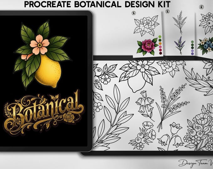 Botanical ~ creative coloring - custom art, digital download for Procreate