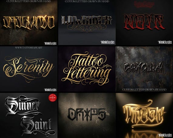 Tattoo Lettering Bundle for Procreate – Chicano Fonts, Custom Script Brushes, PNG & SVG Lettering Pack