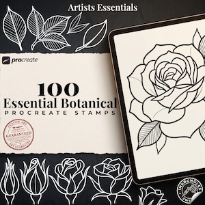 Artist Essentials Vol.1 Botanical : 100 Procreate Stamps, Clean Stencils