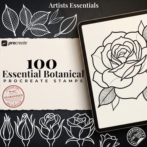 Artist Essentials Vol.1 Botanical : 100 Procreate Stamps, Clean Stencils