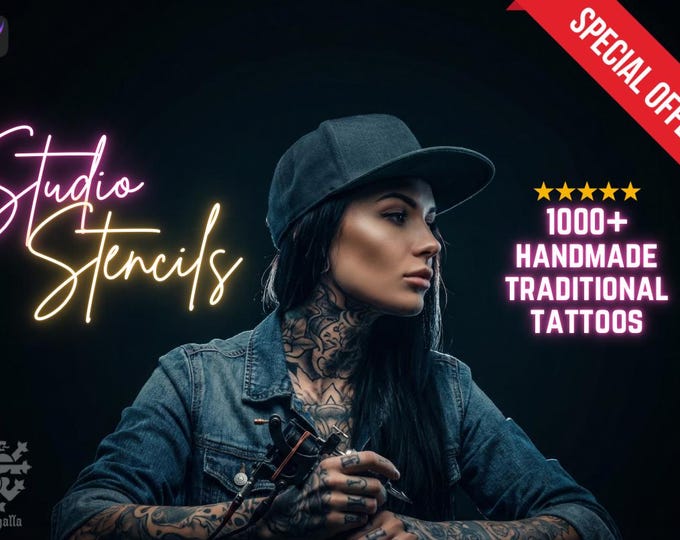 Procreate ~ XL hand drawn tattoo collection, 1000 designs (!)